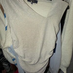 Elegant silver glitter top